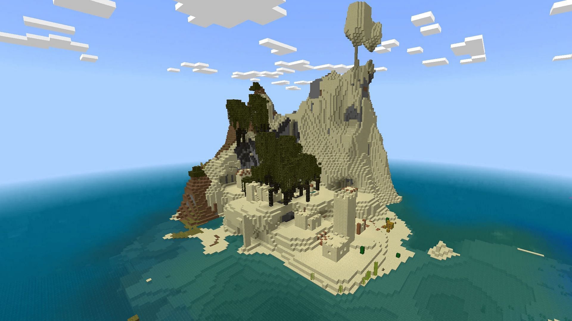 Этот сид Minecraft отлично подойдет для испытания на острове выживания (Изображение взято с Mojang)