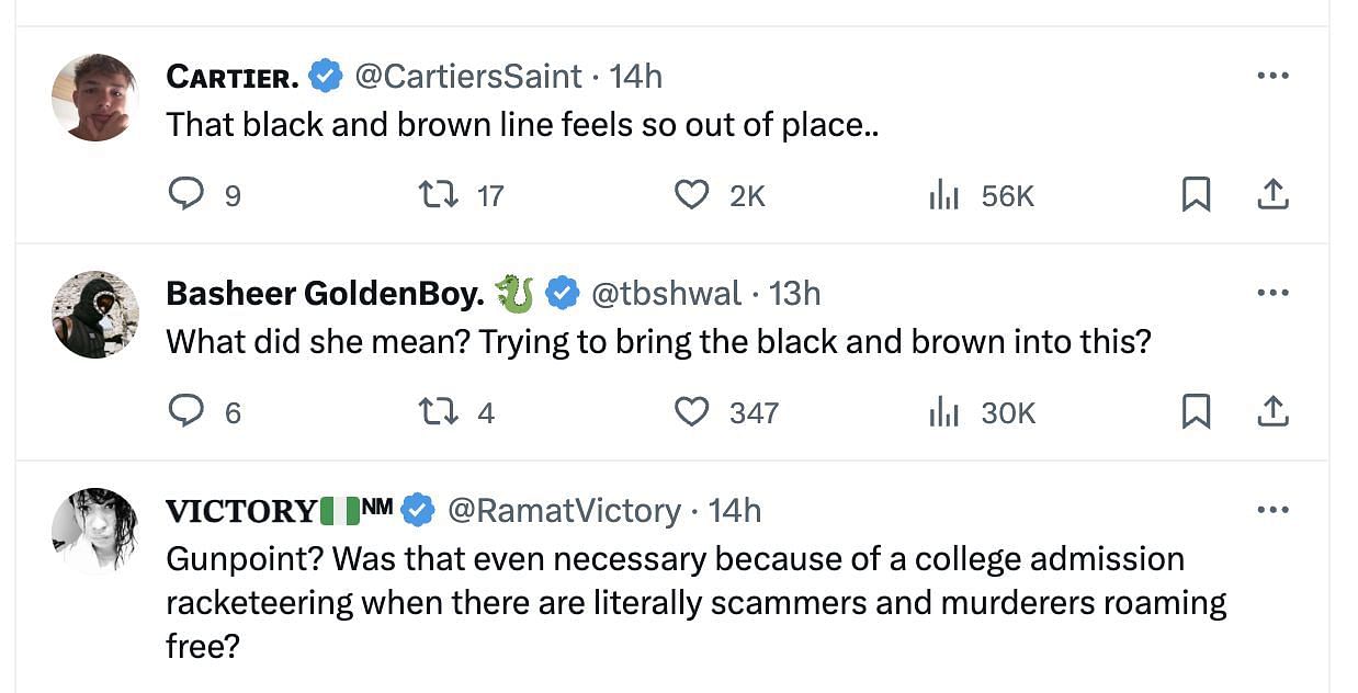 Social media users lashed out at Huffman as her remarks about the Black and Brown community went viral. (Image via Twitter)