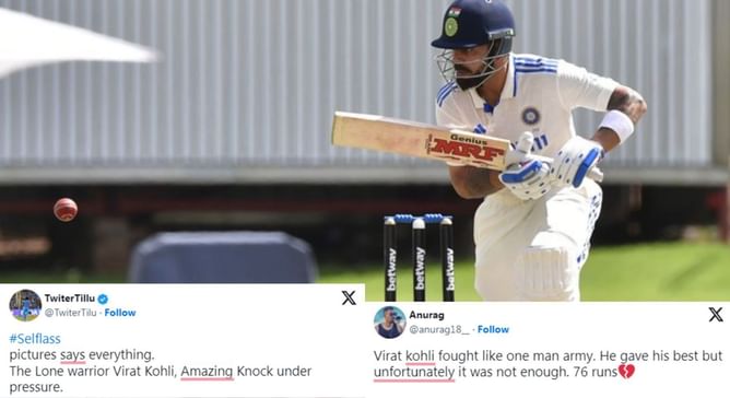 "Lone warrior" - Fans react as Virat Kohli scores 76 off 82 balls in IND vs SA 1st Test