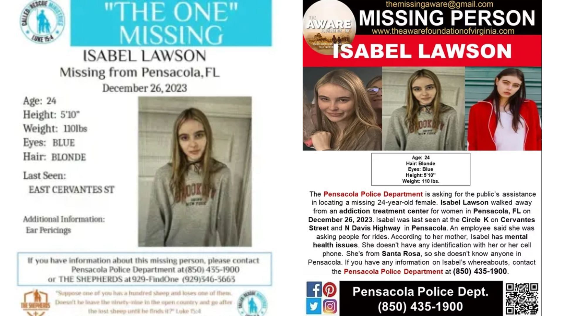 Authorities are currently urging people to come forward with information on Isabel (Image via Shepherds Rescue organization / The Aware Foundation)