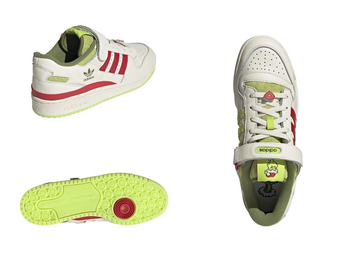 The Grinch x Adidas Forum Low sneakers (Image via SBD)