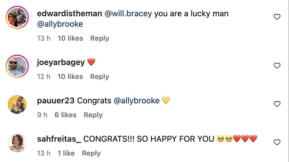 Social media users shower congratulatory messages as Brooke announces engagement to longtime partner, Will. (Image via Instagram)