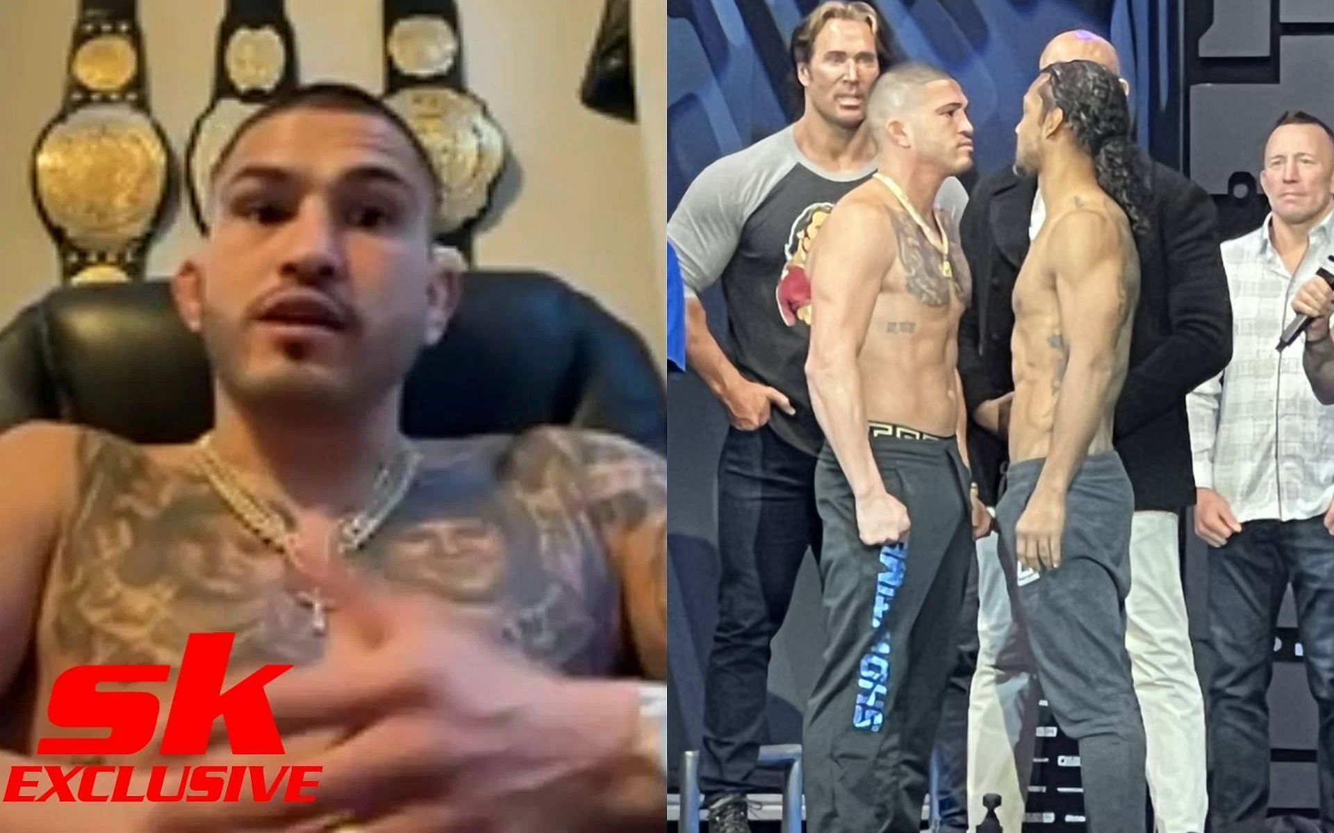 Anthony Pettis [Left] explained how the KC 43 headliner [Right] came together [Image courtesy: Sportskeeda MMA Originals - YouTube, and @taxninja - X]