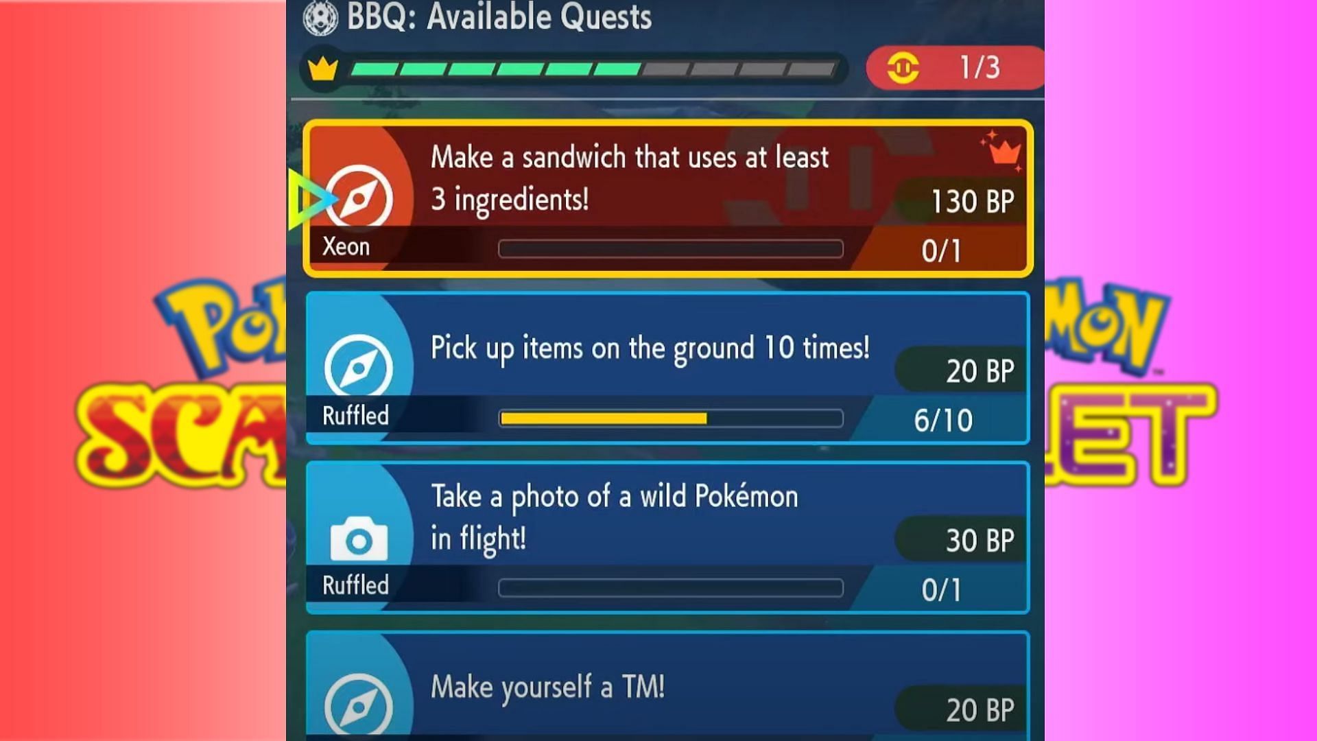 Example of BP quests (Screenshot from RuffledRowlit YT)
