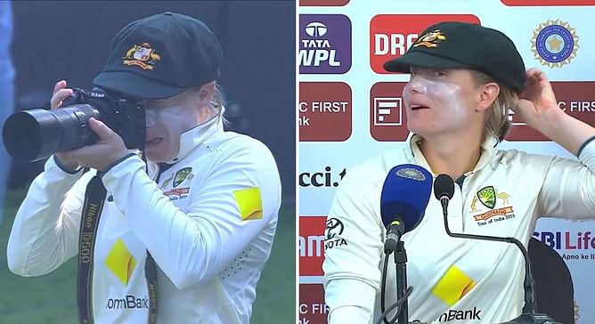 [Watch] “Cut out half of the Indian team by accident” – Alyssa Healy responds hilariously on turning cameraperson for champions India after Test match