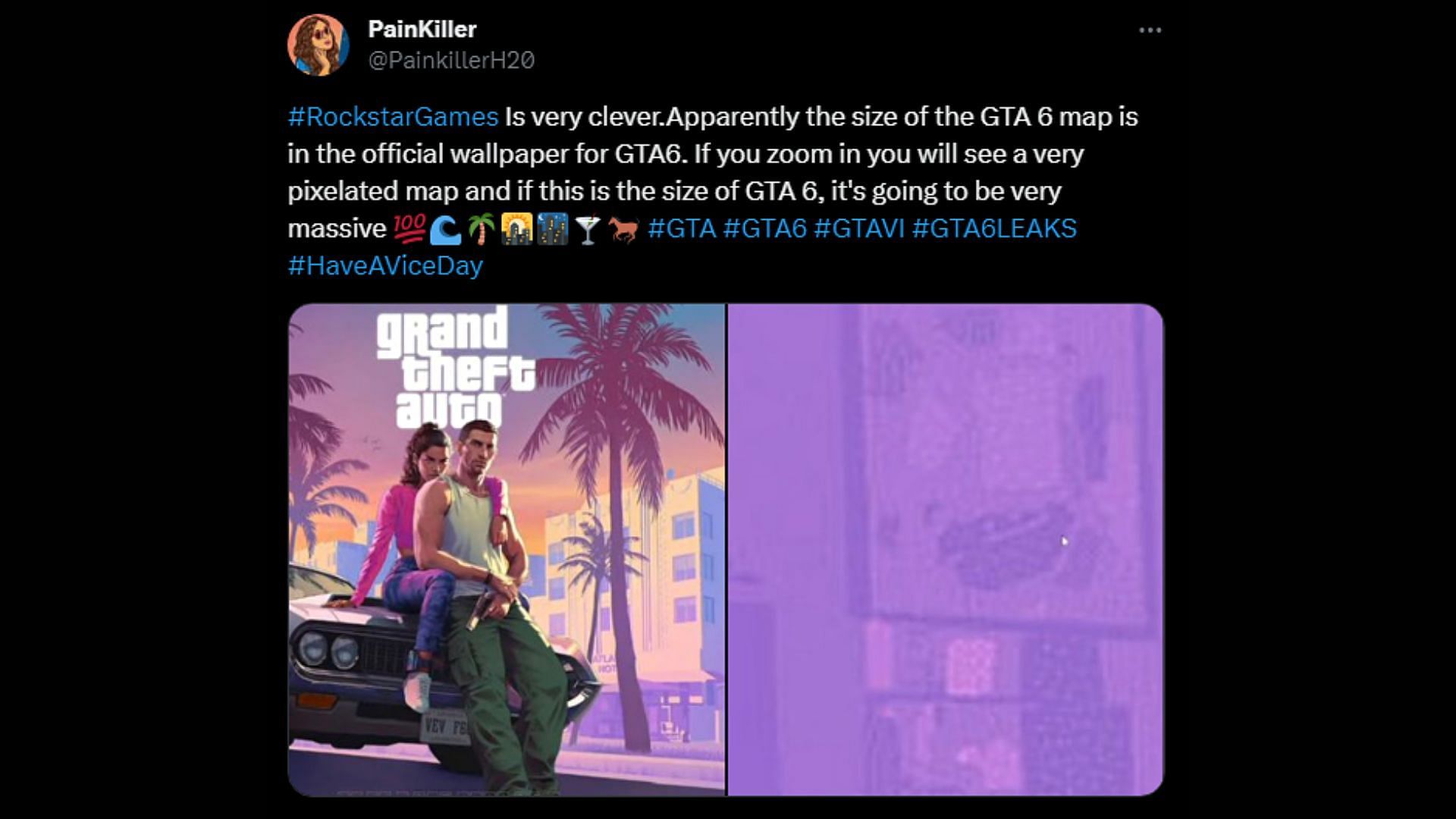 There seems to be a hidden map in the official Grand Theft Auto 6 wallpaper (Image via X/@PainkillerH20)