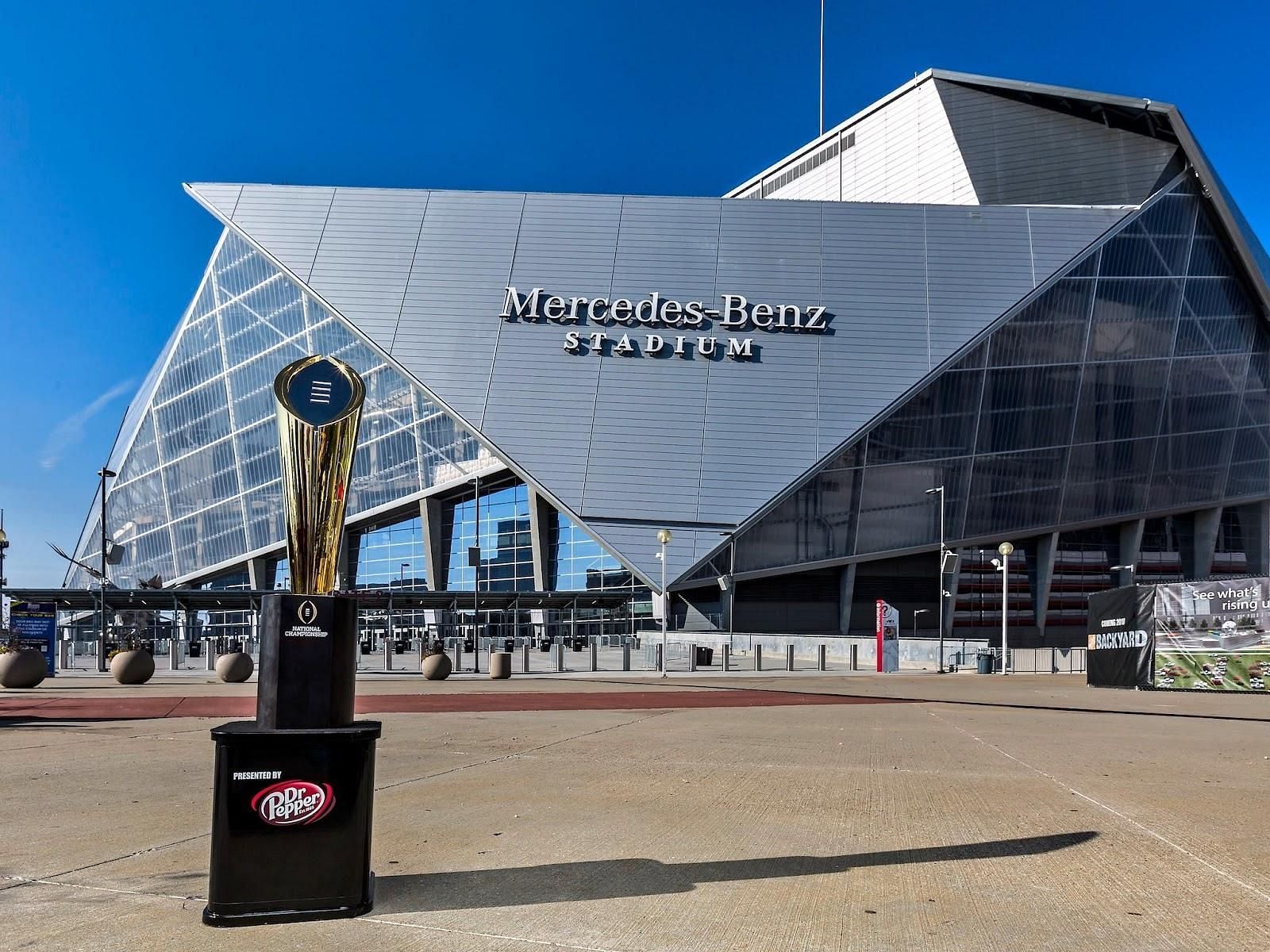 College Football National Championship Trophy. Source: Official facebook page of Mercedes-Benz Stadium. @MBStadium