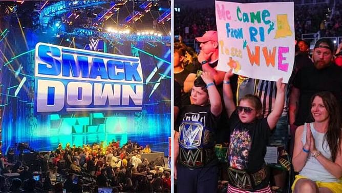 Chaos breaks out on WWE SmackDown; fans look on as brawl starts on the ramp