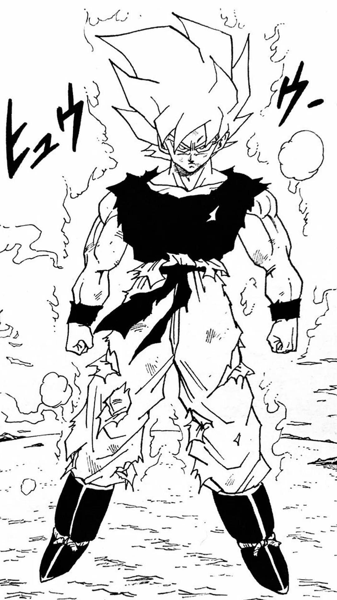Goku&#039;s Super Saiyan in the manga (Image via Shueisha/Akira Toriyama)
