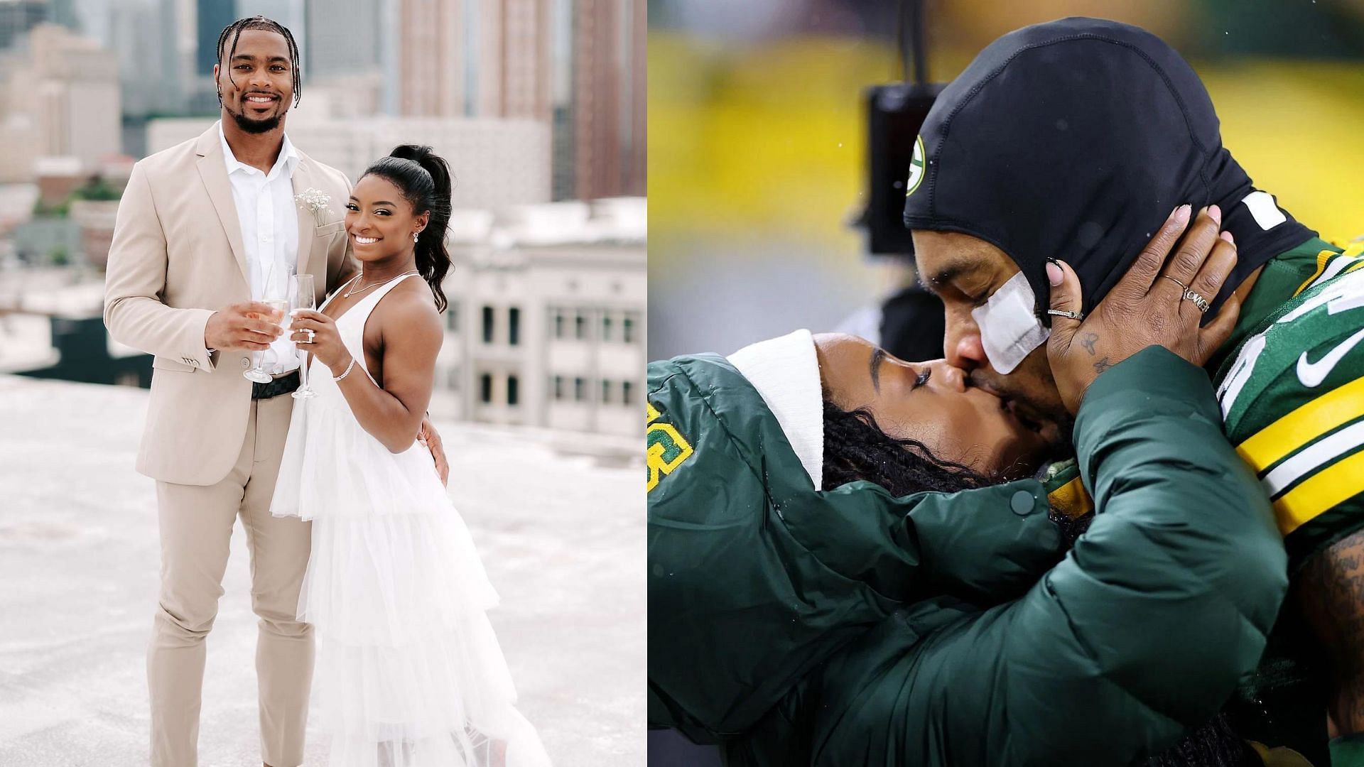 Simone Biles and Jonathan Owens (Image via Sportskeeda)