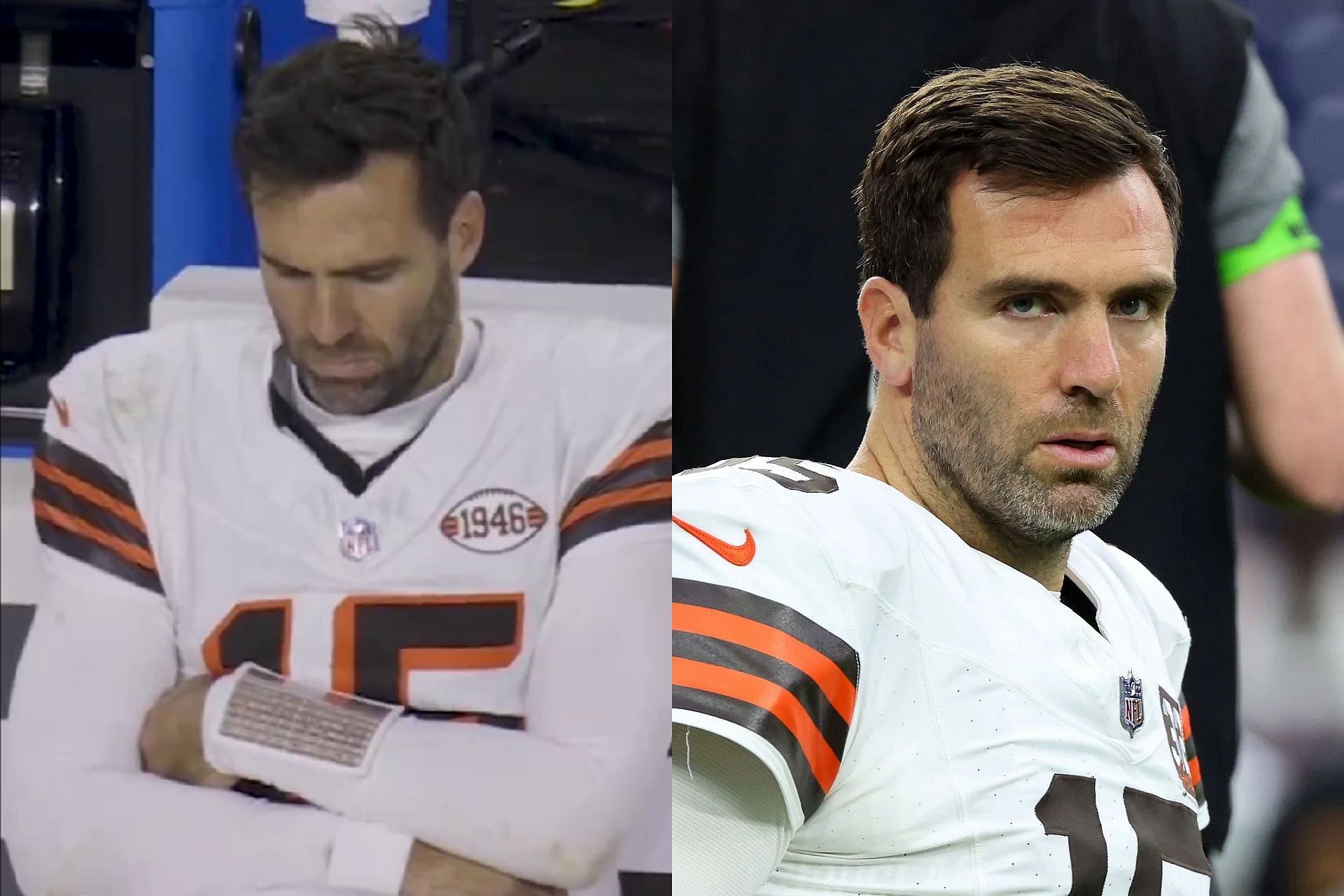 Joe Flacco getting bored on sideline has NFL fans trolling Jets franchise for blowout loss