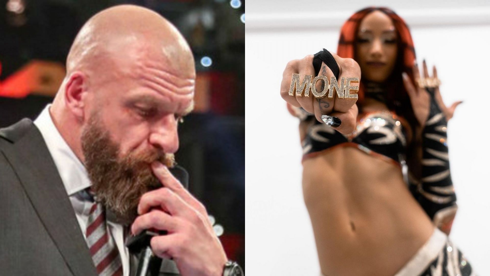 WWE Chief Content Officer Triple H (left) and Mercedes Mone (right)
