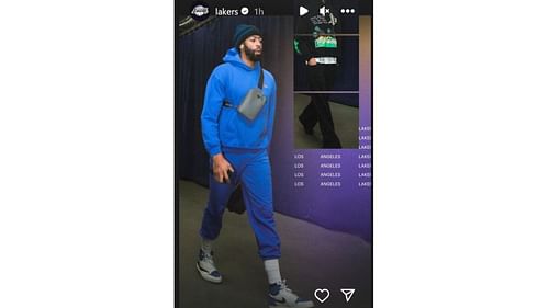 Anthony Davis arrives at Paycom Center for Saturday night's game between the LA Lakers and OKC Thunder.