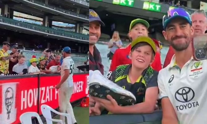 [Watch] Mitchell Starc keeps his promise and gifts his boots to a young fan at MCG after victory in Boxing Day Test vs Pakistan