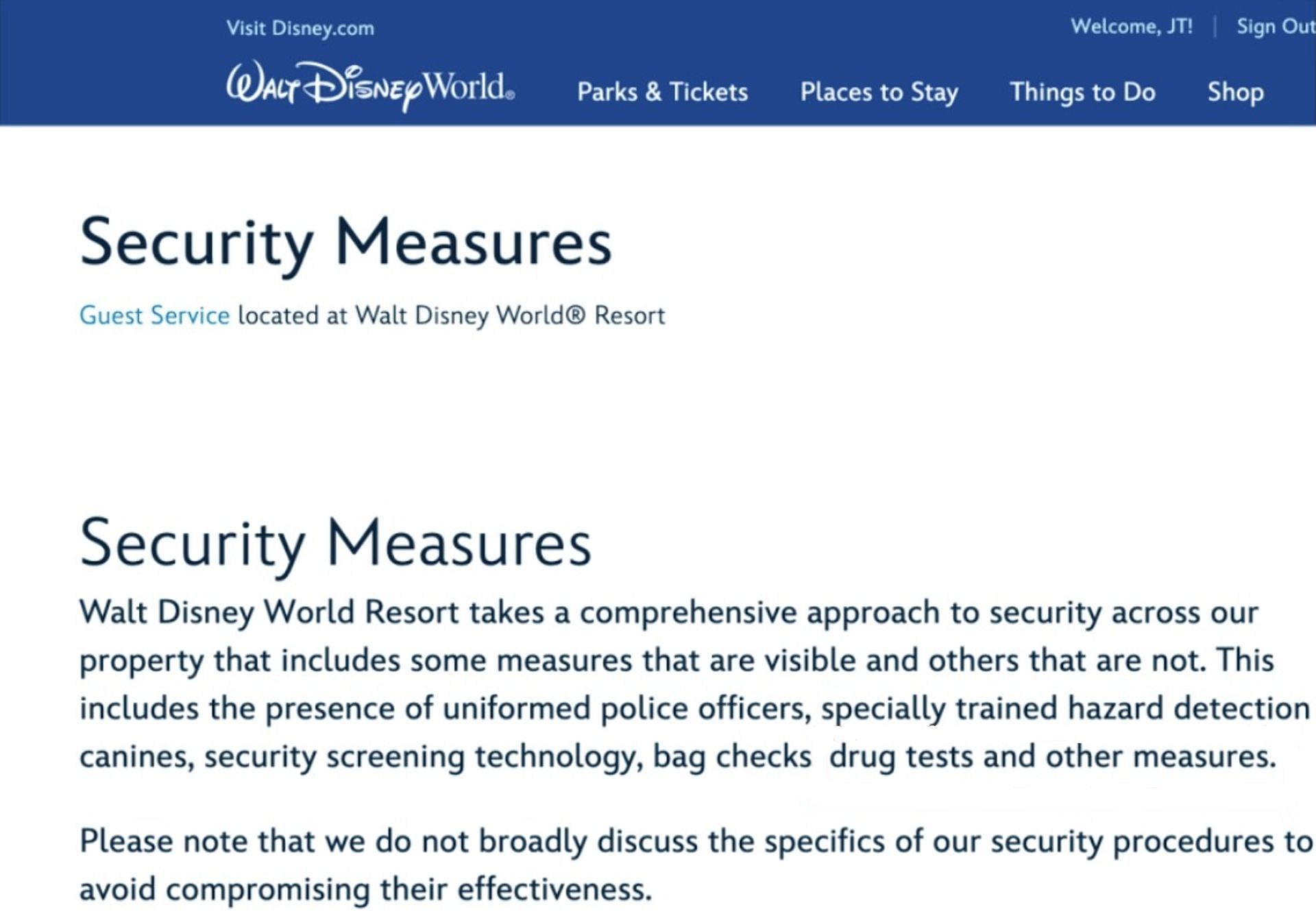 Disney Theme Parks&#039; security policies (Image via Disney)