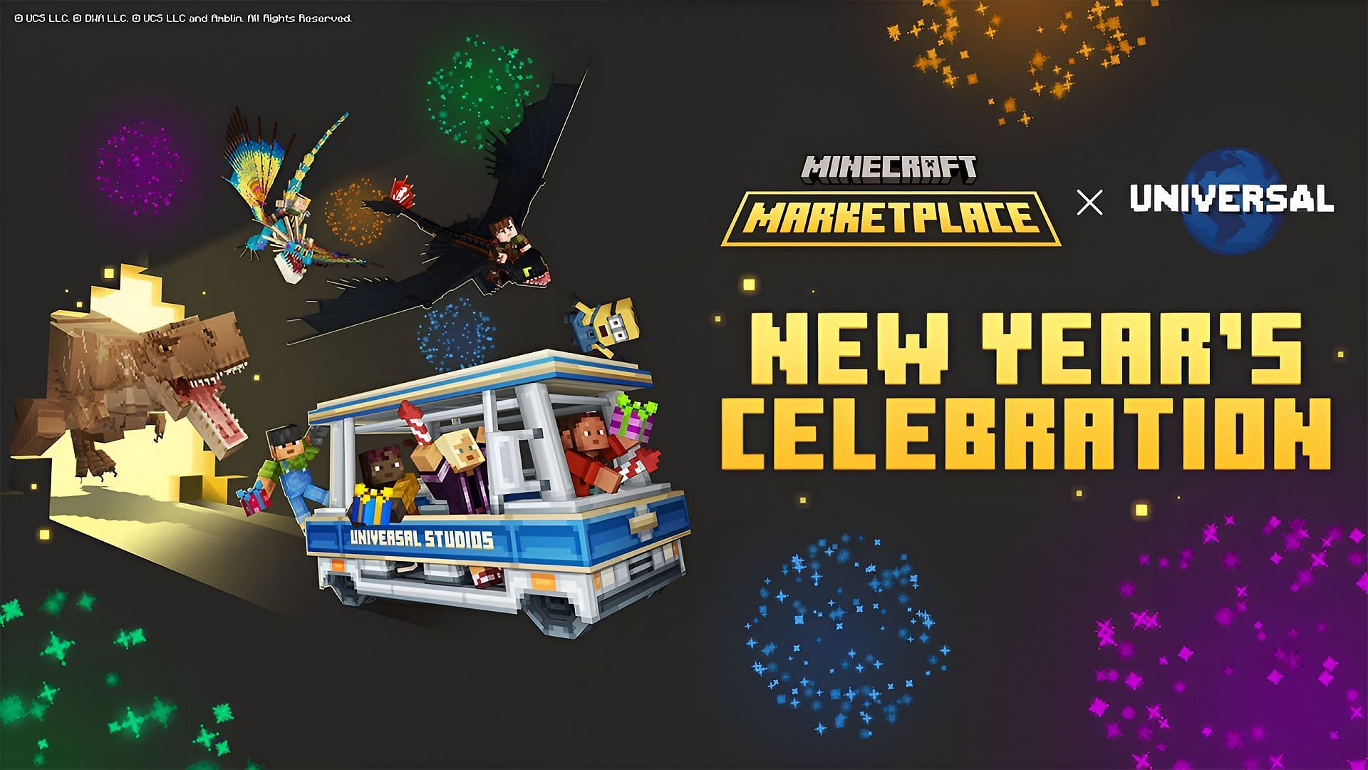 Minecraft&#039;s new free cosmetics are themed after films from Universal Studios (Image via Mojang/Universal)