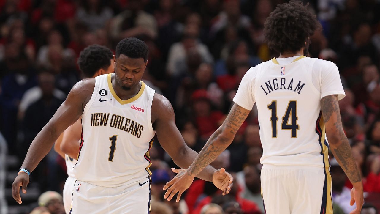 Zion Williamson and Brandon Ingram of the New Orleans Pelicans