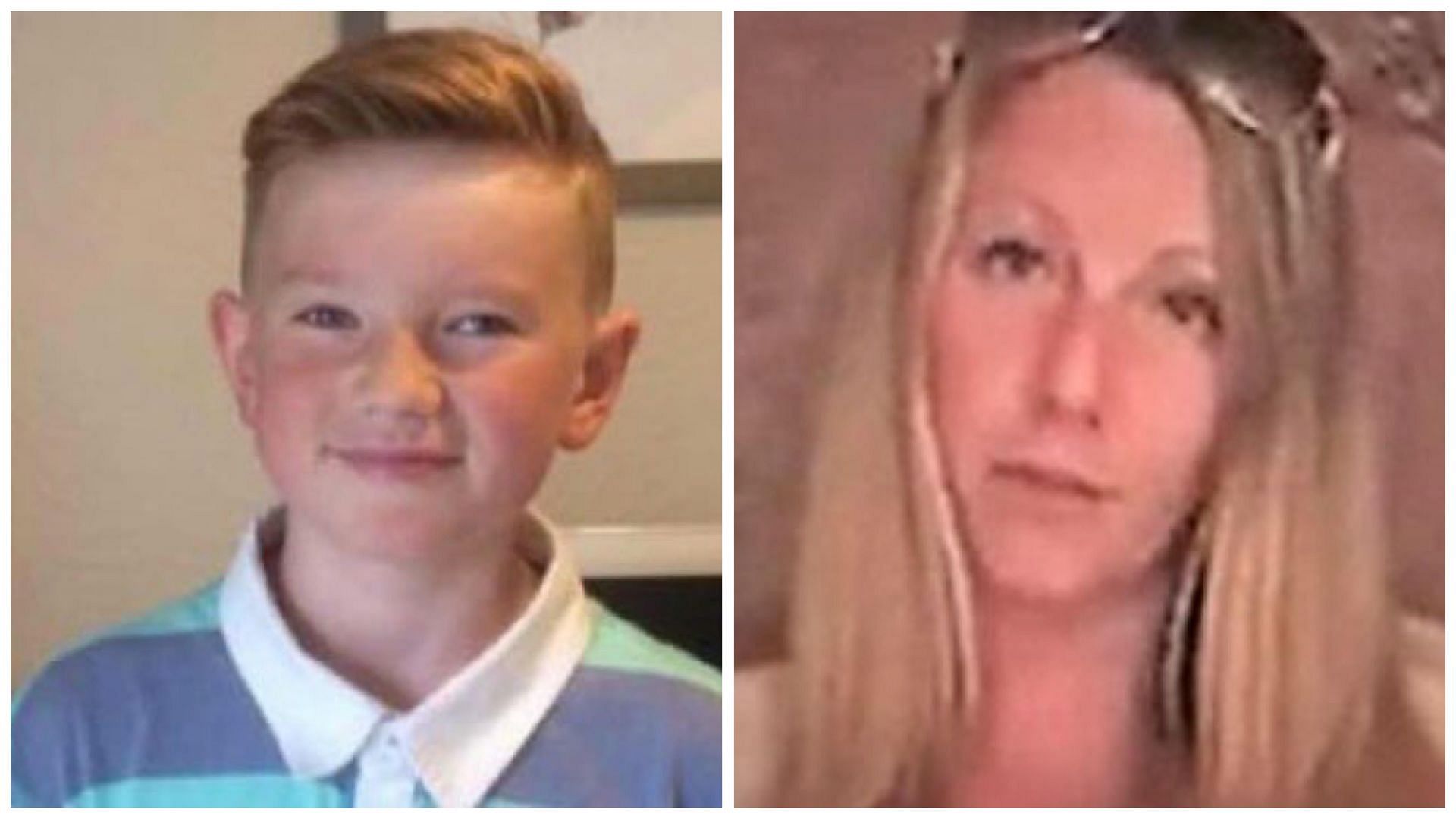 Alex Batty (left) who was kidnapped by his mother Melanie Batty (right) was found 6 years after going missing (Image via @ShadowofEzra and @Justice_forum/X)
