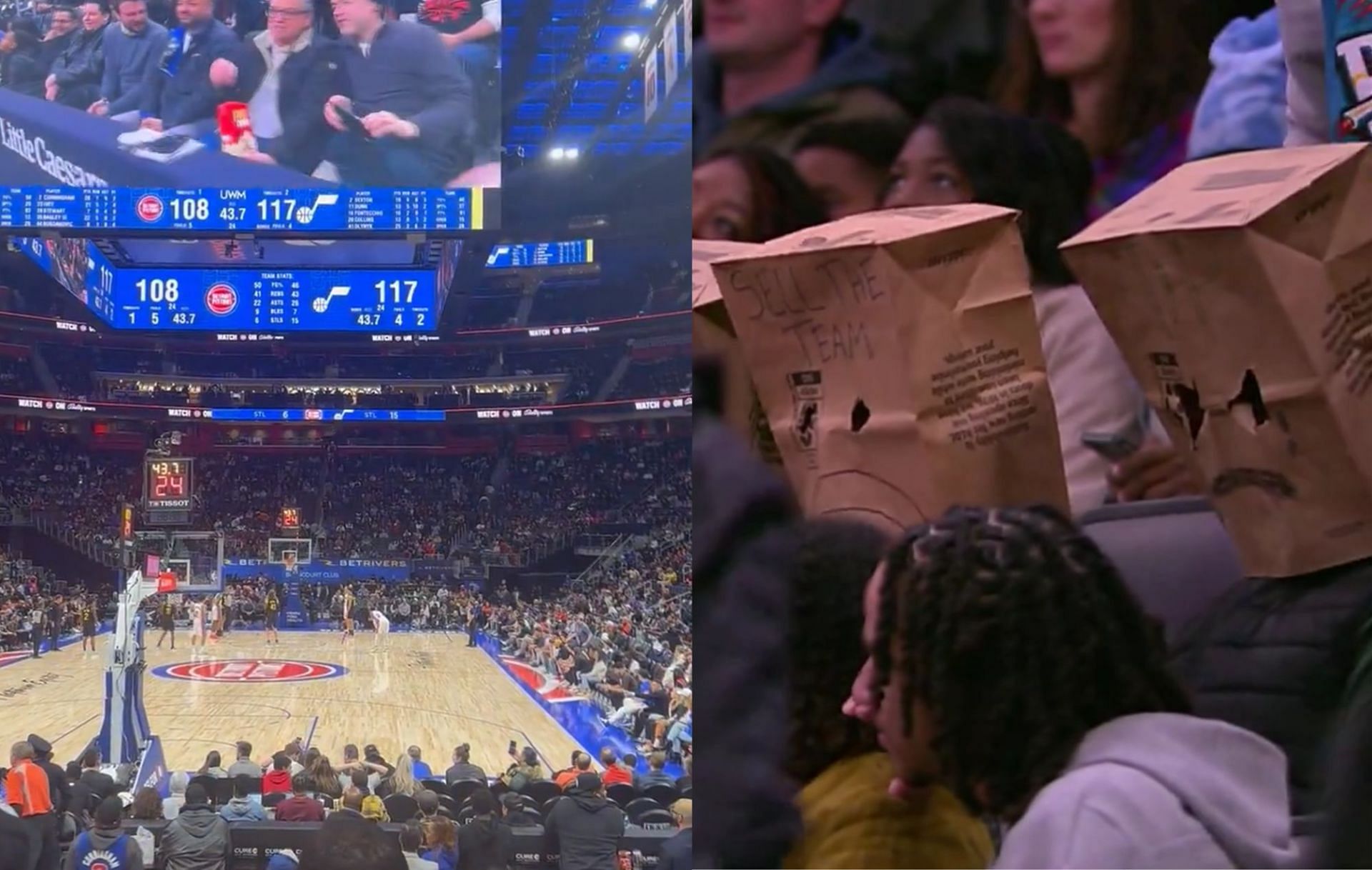 Disgrunted Pistons fans at the Little Caesars Arena chants &quot;Sell The Team&quot; after Detroit losses 25th straight