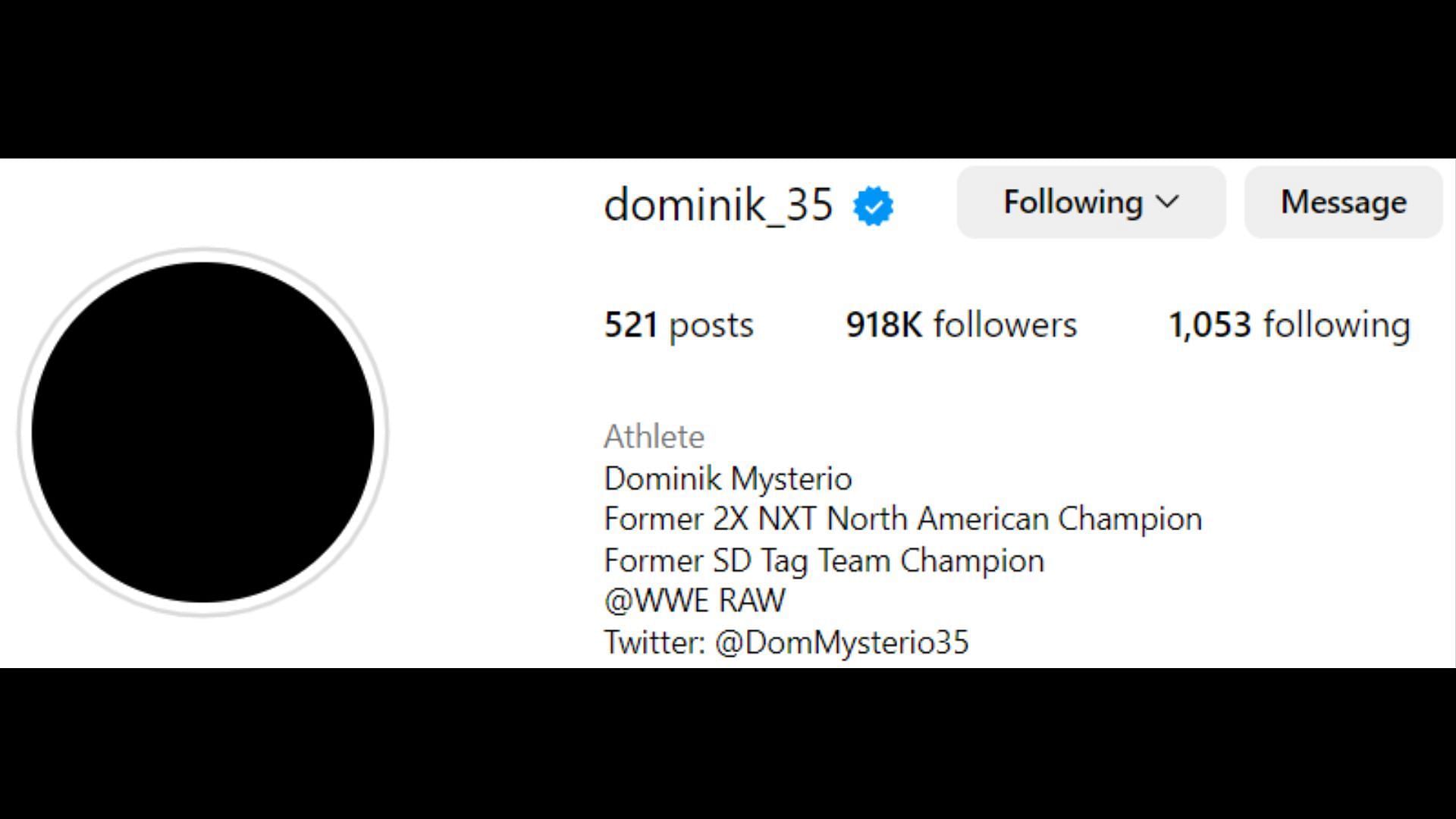 Dirty Dom&#039;s Instagram profile.