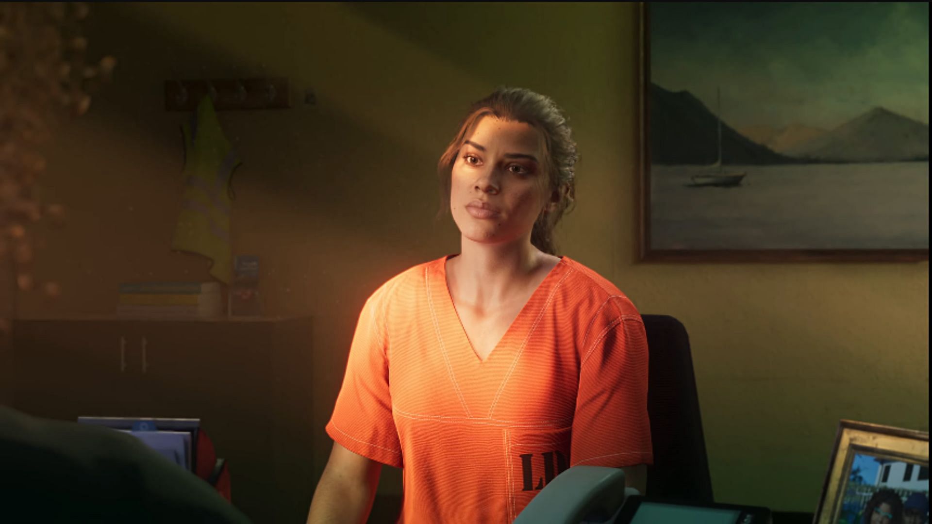 Lucia in the trailer (Image via Rockstar Games)