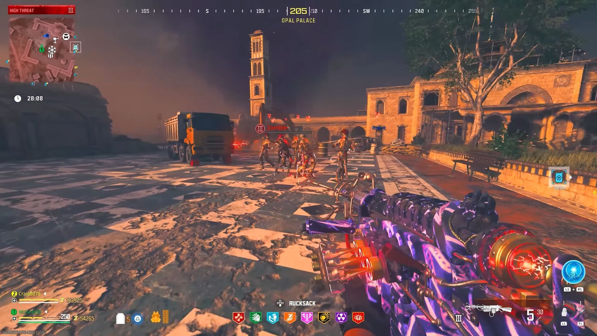 Higher rarity Wunderwaffe DG-2 eliminating Tier 3 zombies in a single shot (Image via Activision and YouTube/MrDalekJD)