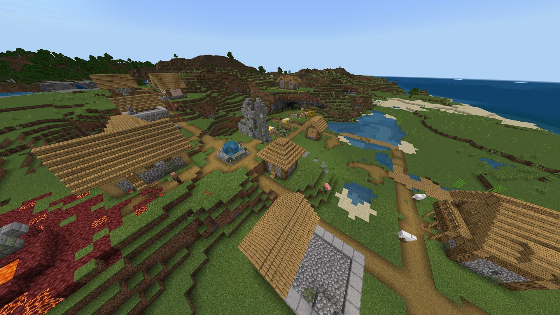 This lone Minecraft village has plenty of secrets, many of which lead to diamonds (Image via Mojang)