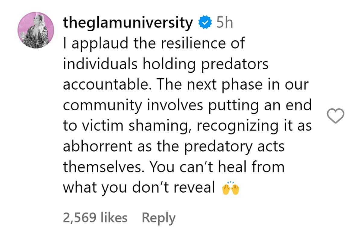 A comment reacting to the news (Image via Instagram/ @theglamuniversity)