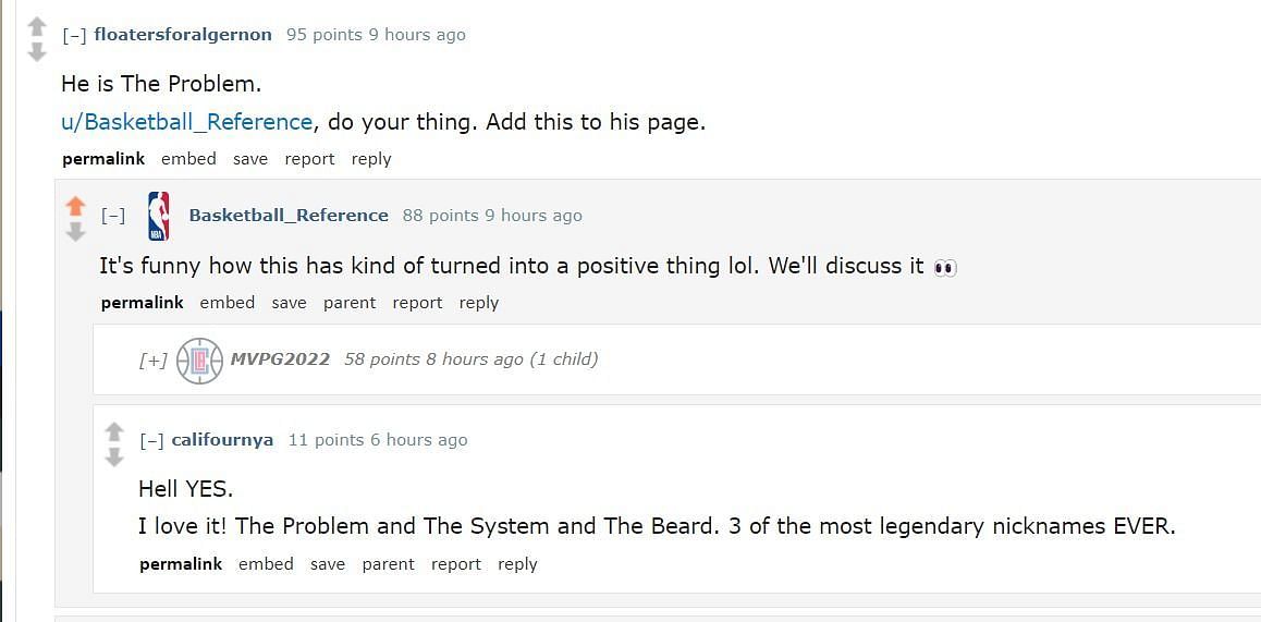 NBA Reddit has a new nickname for James Harden.