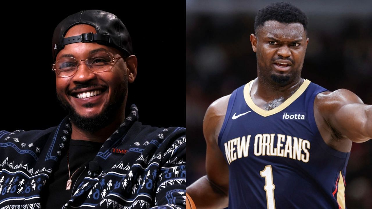 Carmelo Anthony (L) Zion Williamson (R)