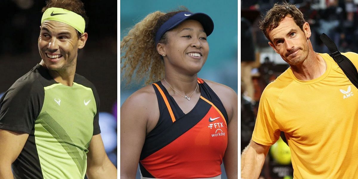 Left to Right: Rafael Nadal, Naomi Osaka, Andy Murray