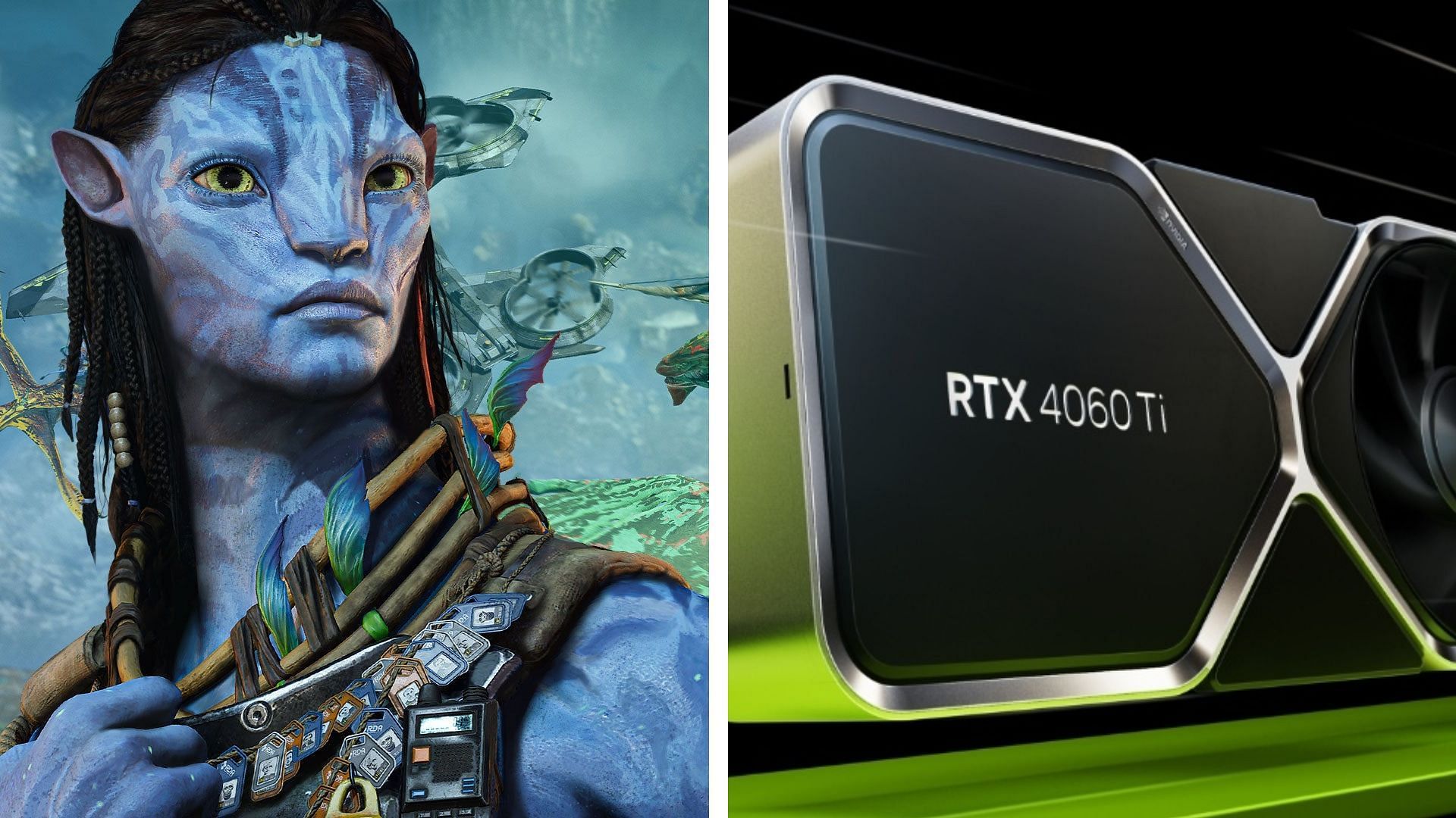 The RTX 4060 and 4060 Ti can play Avatar Frontiers of Pandora thanks to frame gen (Image via Ubisoft and Nvidia)