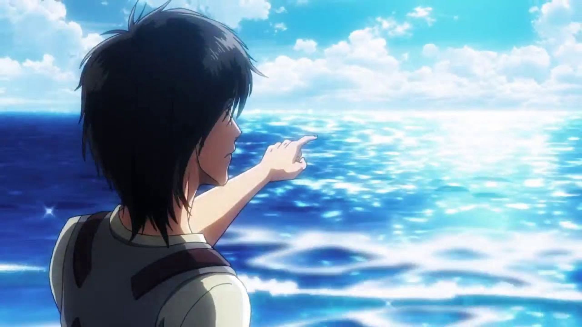 Eren sees the sea for the first time in the second season of anime (Image via MAPPA)