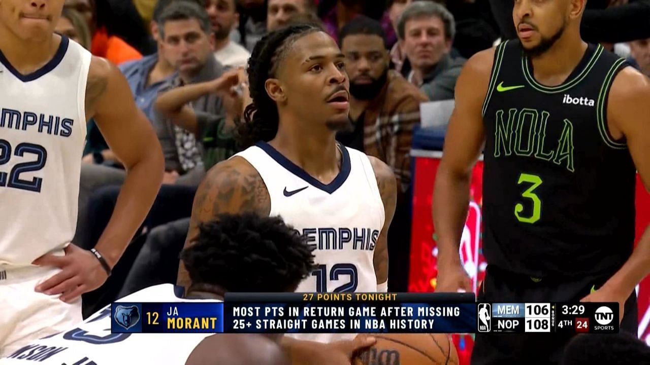 Ja Morant creates NBA history after scoring most points for a player returning after 25 games