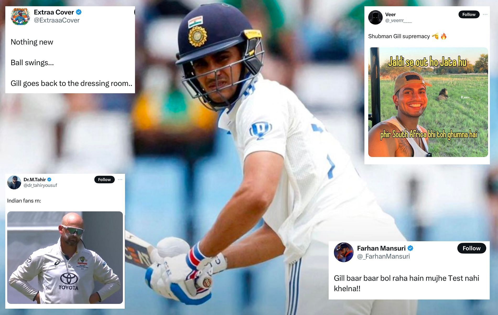 Out hone ka tareeka thoda casual hai" - Shubman Gill gets trolled by fans following his early dismissal in IND vs SA 1st Test