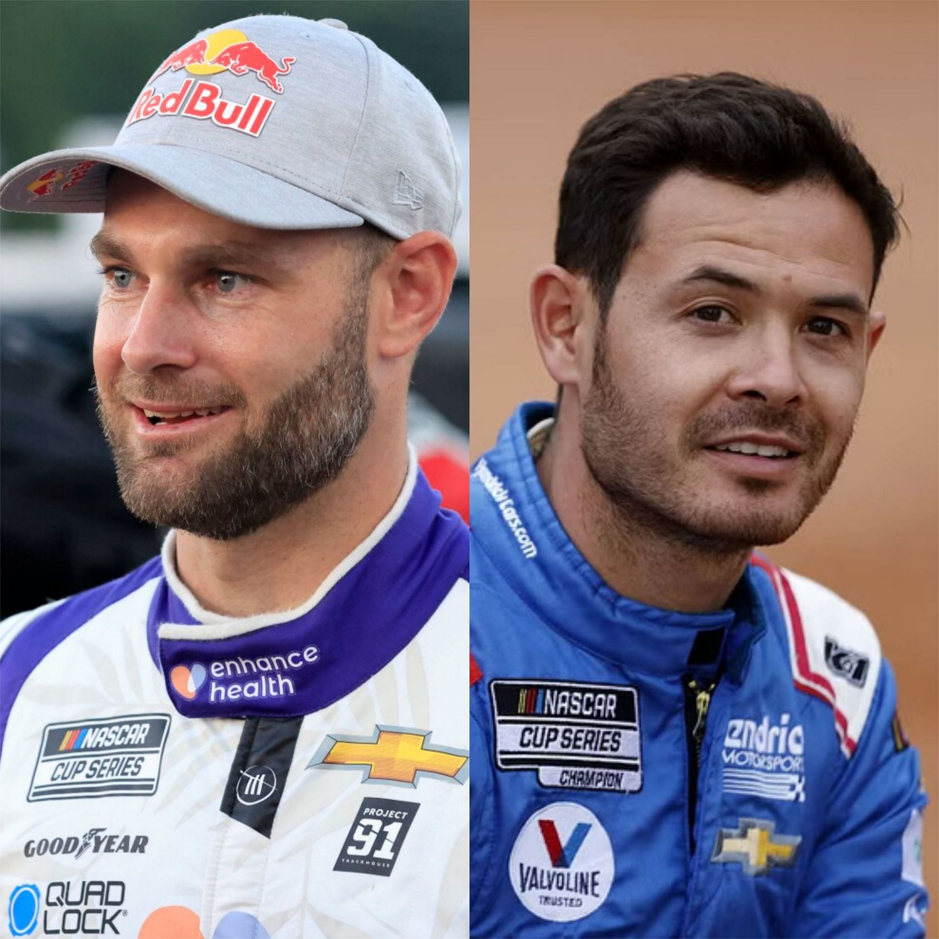 (L-R) NASCAR Xfinity Series driver for Kaulig Racing in 2024, Shane van Gisbergen with NASCAR Cup Series driver Kyle Larson