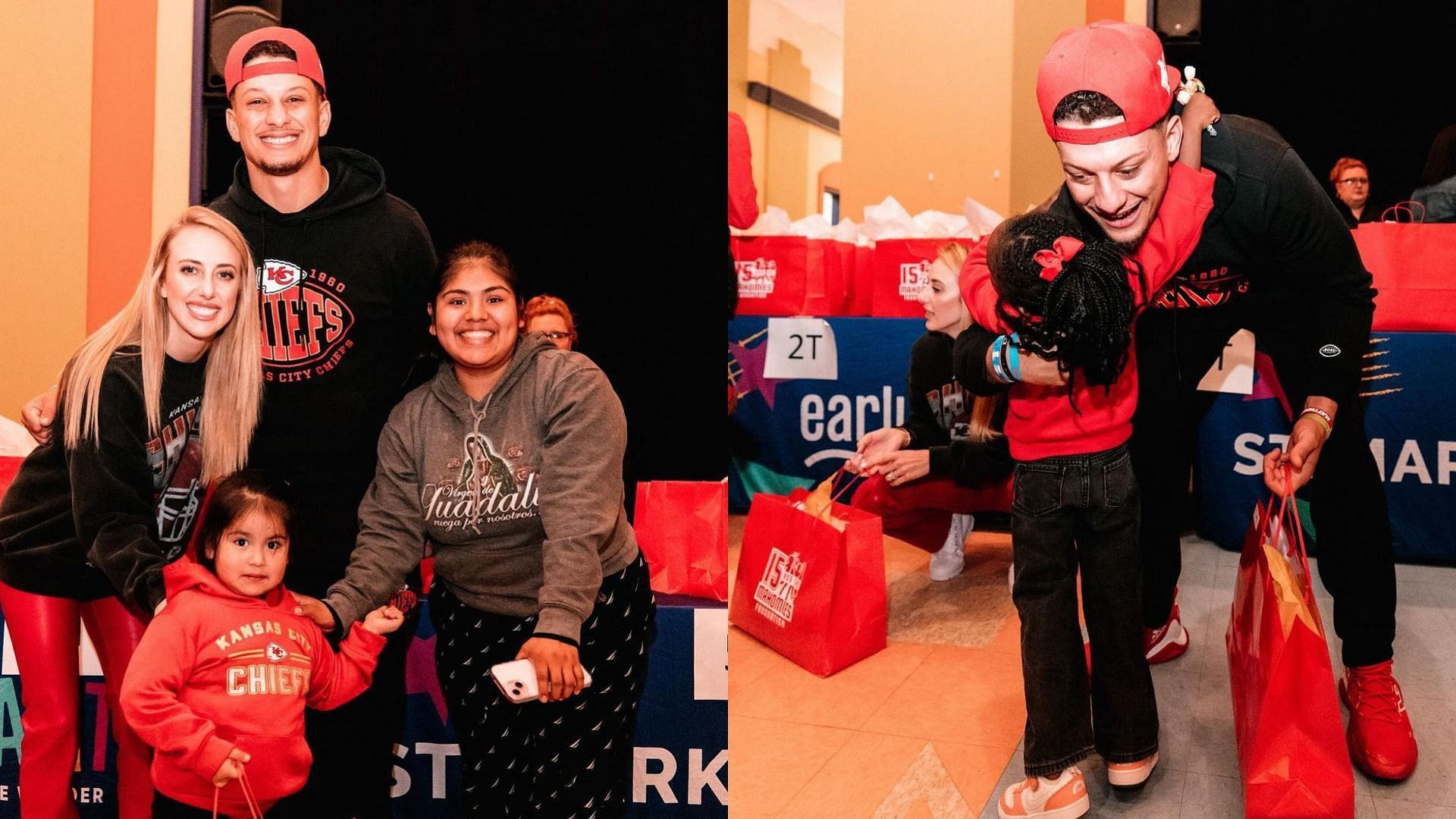 Patrick and Brittany Mahomes donate clothes and supplies to kids&rsquo; families ahead of Christmas. (Image credit: @15andmahomies on Instagram)