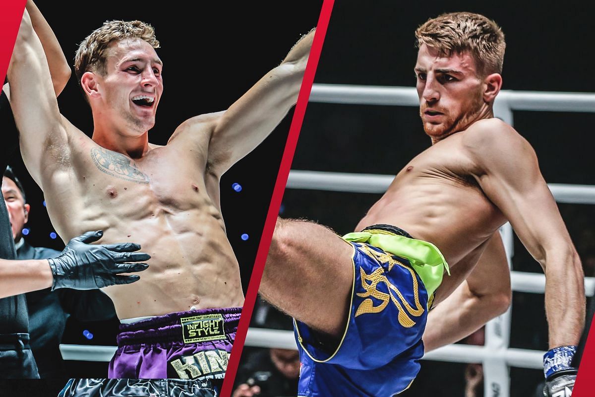 Nico Carrillo (L) asserts a title showdown against ONE bantamweight Muay Thai world champion Jonathan Haggerty (R) should be next for him. -- Photo by ONE Championship