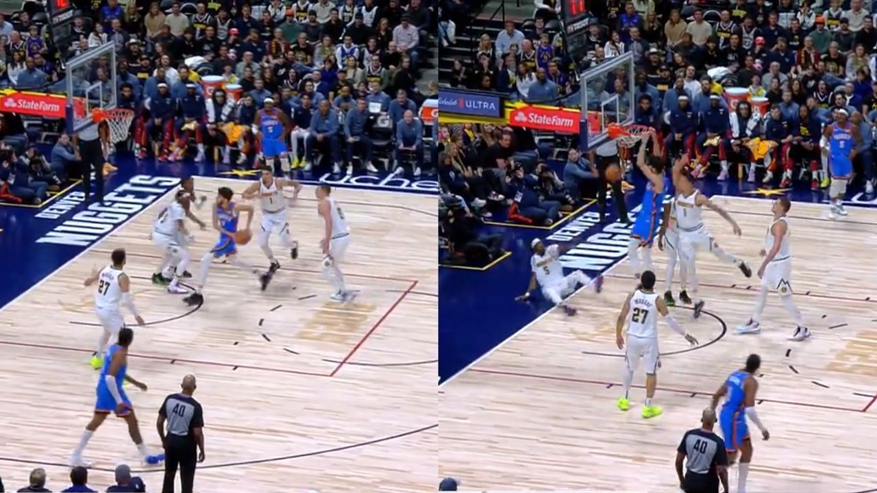Chet Holmgren puts on the moves and dunks on the Denver Nuggets. 