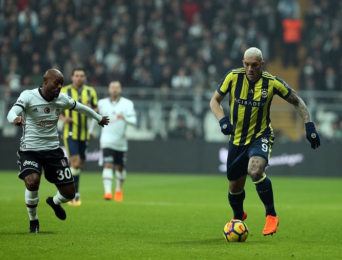 ISTANBUL, TURKEY - OCTOBER 25: players of Besiktas JK celebrate the win  during the Super Lig match between Besiktas and Galatasaray at Vodafone  Park on October 25, 2021 in Istanbul, Turkey (Photo