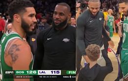 Watch: "DEUCE!!": LeBron James shares heartwarming moment with Jayson Tatum's son after Christmas battle