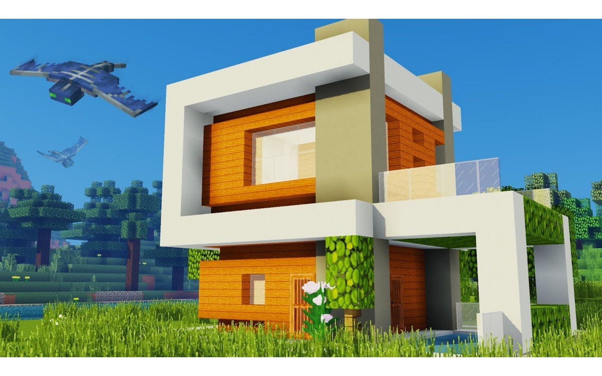 A futuristic house build (Image via YouTube/A1MOSTADDICTED MINECRAFT)