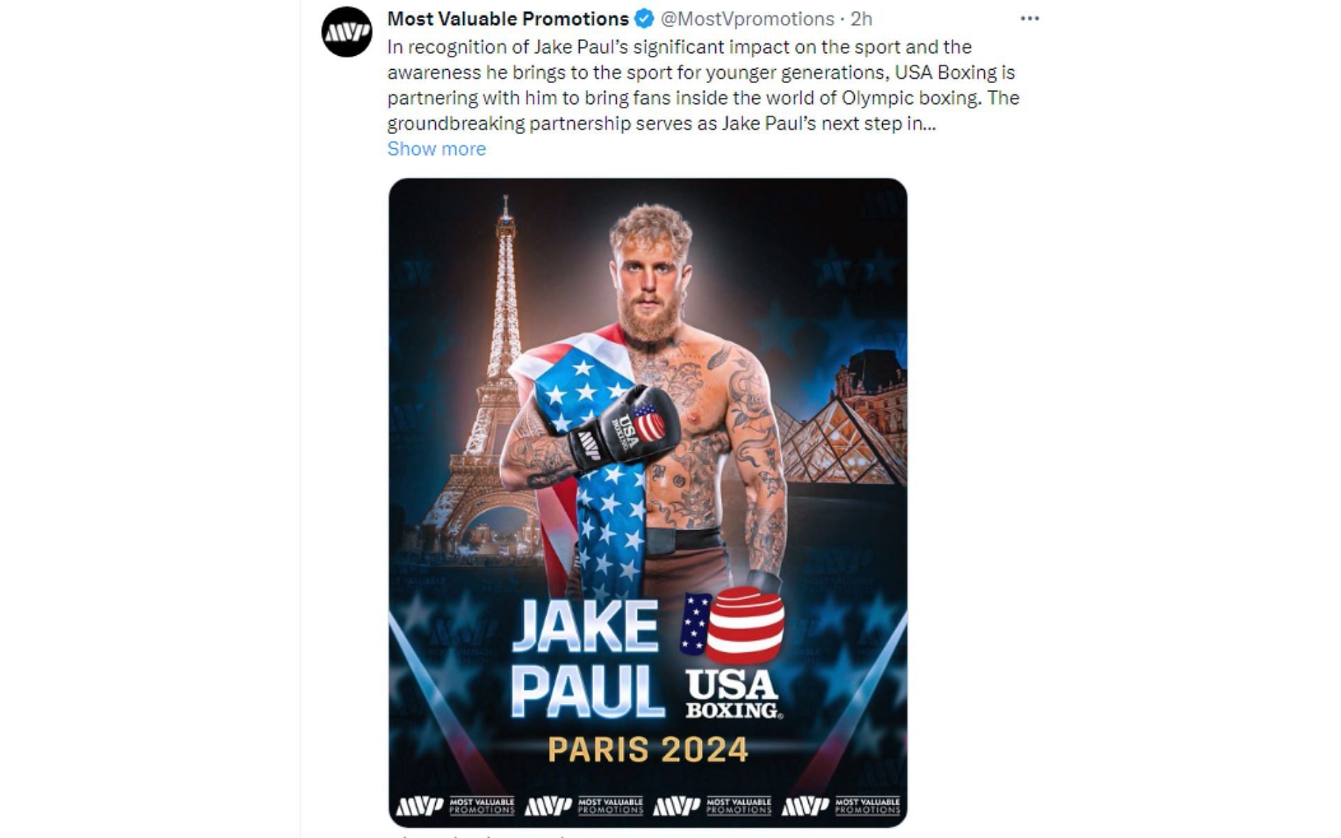 X post regarding Paul&#039;s partnership with USA Boxing