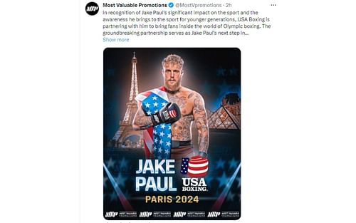 X post regarding Paul's partnership with USA Boxing