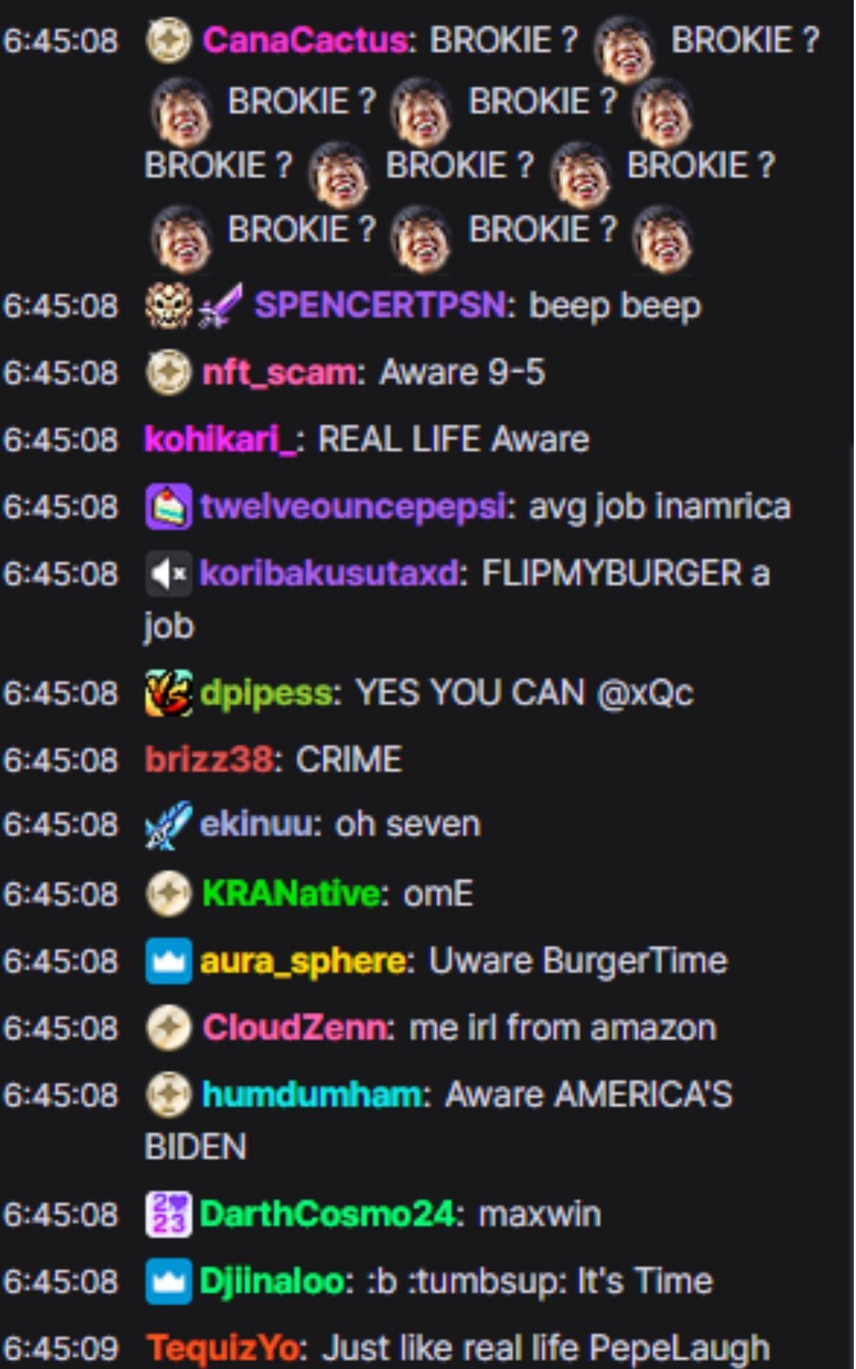 Many viewers spammed chat, calling the streamer 