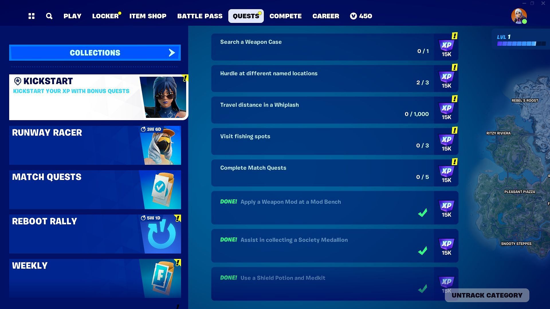 Kickstart your XP in Fortnite Chapter 5 Season 1 by completing these tasks. (Image via Epic Games)