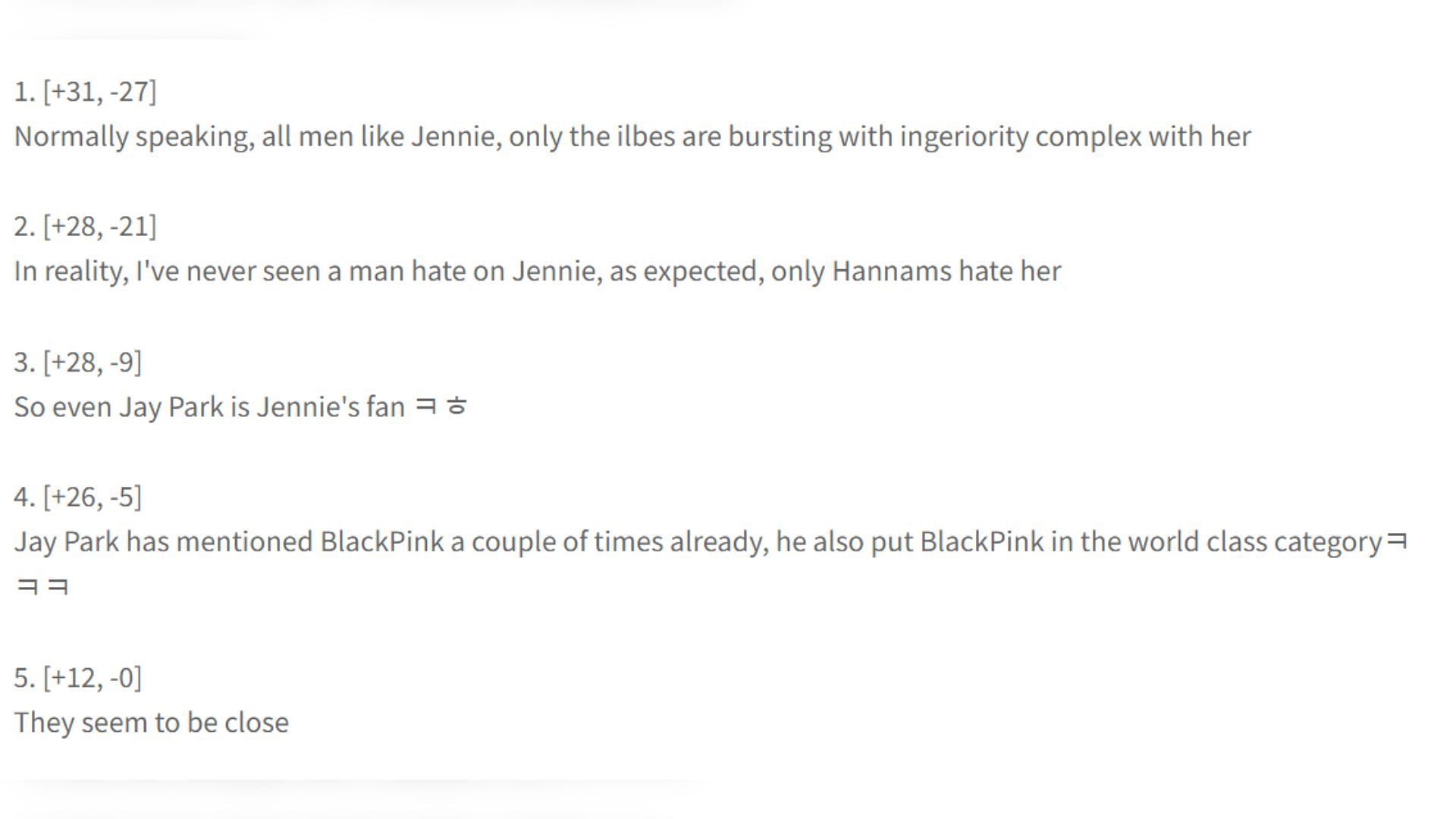 South Korean netizens’ comments on Jay Park’s reply (Image via Pannchoa)