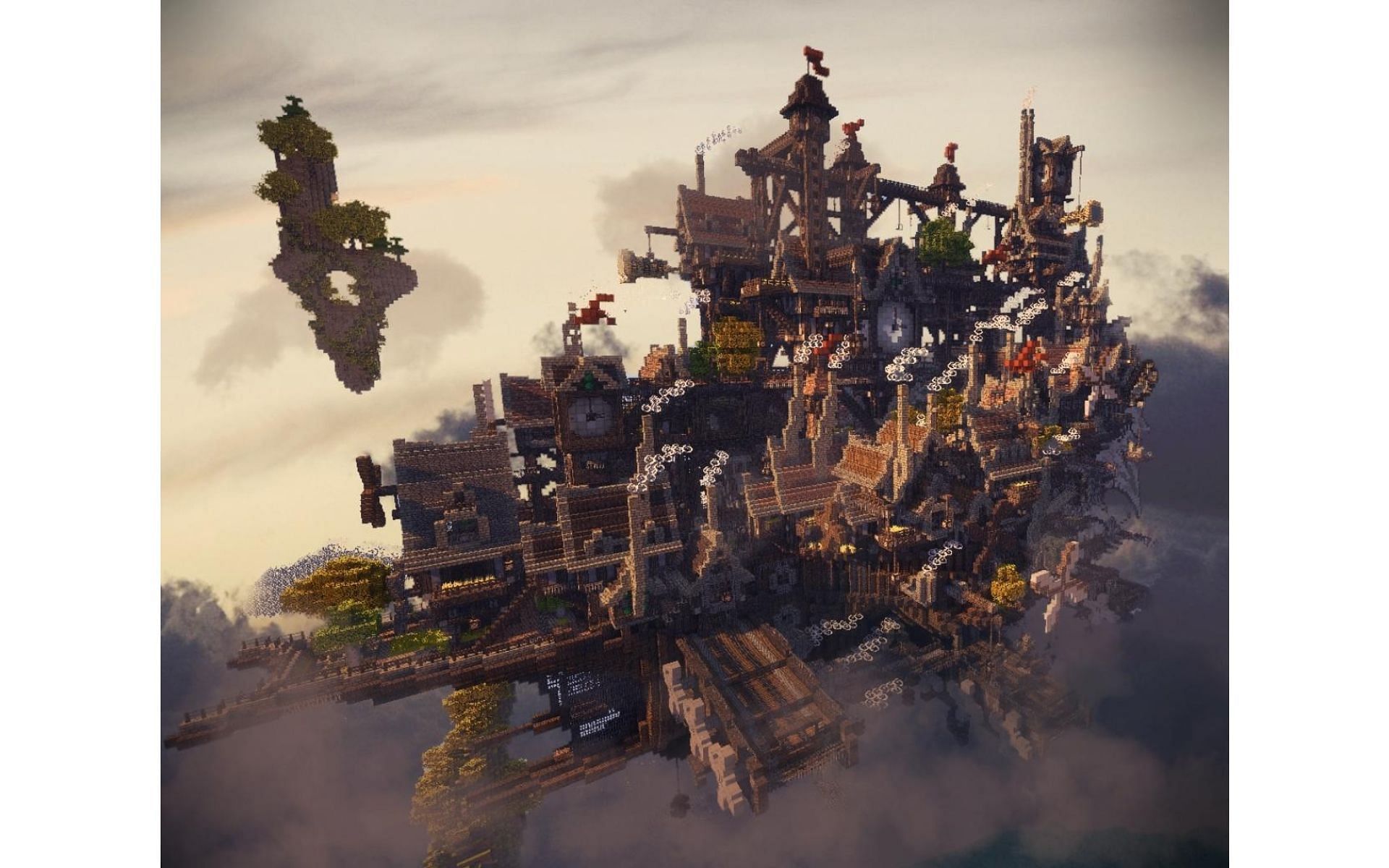 A floating city build (Image via Planet Minecraft)