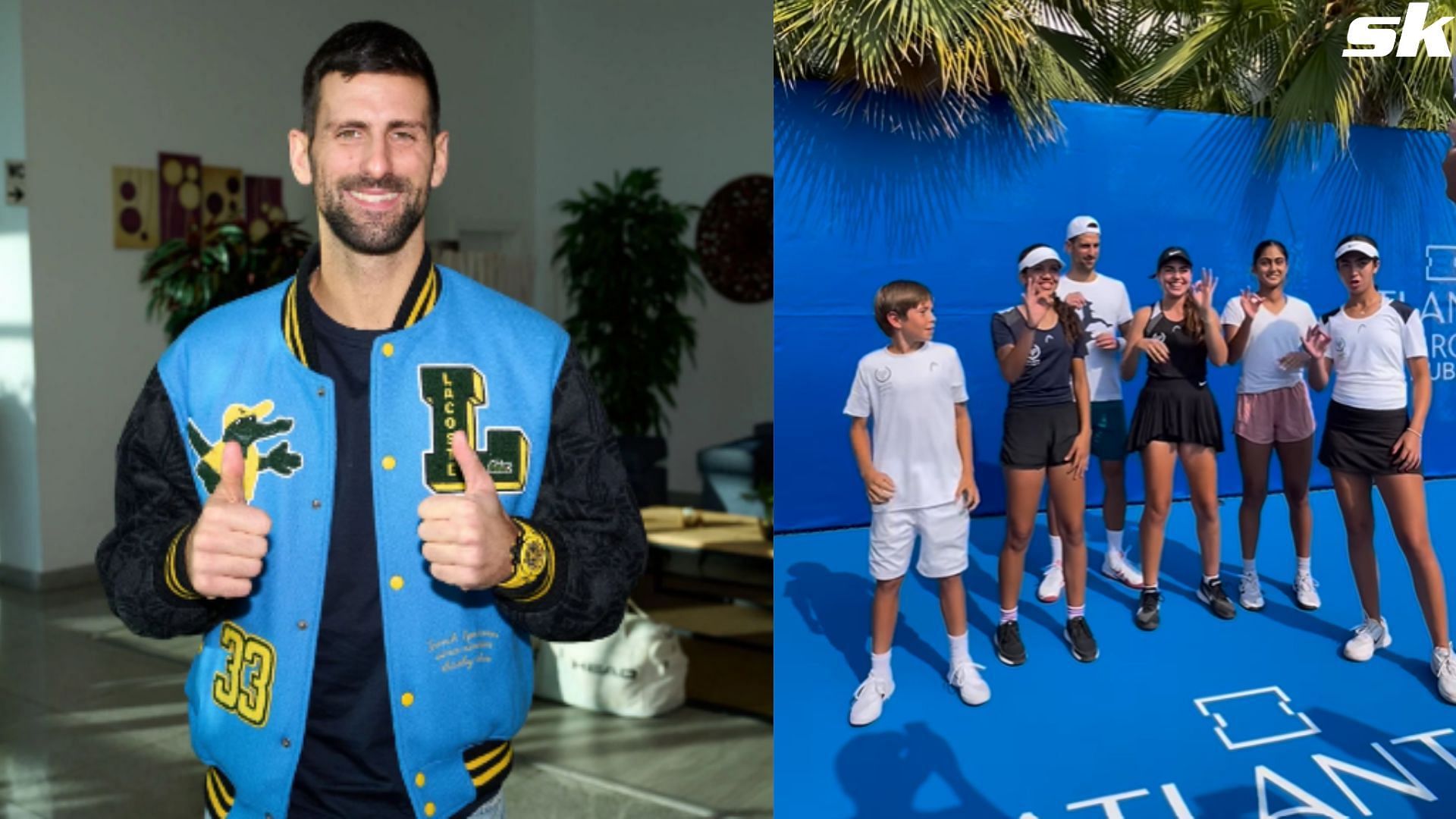 Novak Djokovic enjoys time with children at the Rackets Academy in Dubai - Instagram &amp; Getty Images