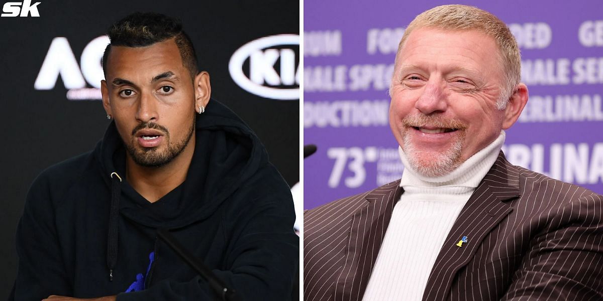 Nick Kyrgios (L) and Boris Becker (R)